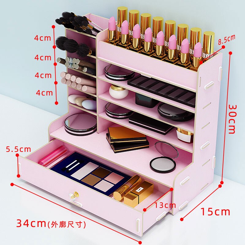 Sminkebørste oppbevaringsrør øyenbryn blyant fat desktop leppestift kosmetikk oppbevaringsboks hylle vindkommode hylle pennholder: Rosa