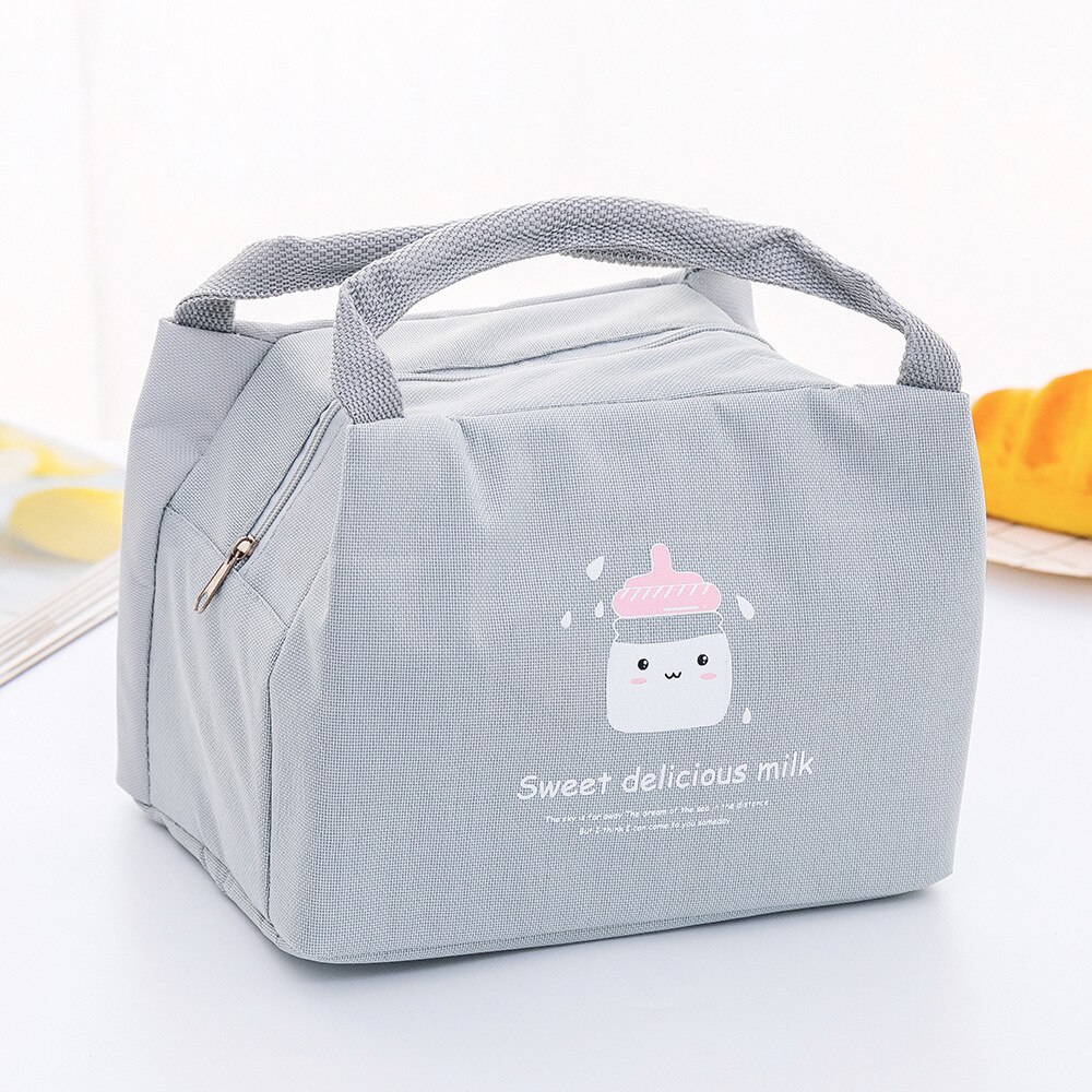 Cartoon Portable Student Insulation Pack Fox Pattern Baby Food Thermos Bag Milk Bottle Pouch Children's Lunch Box Tote: C
