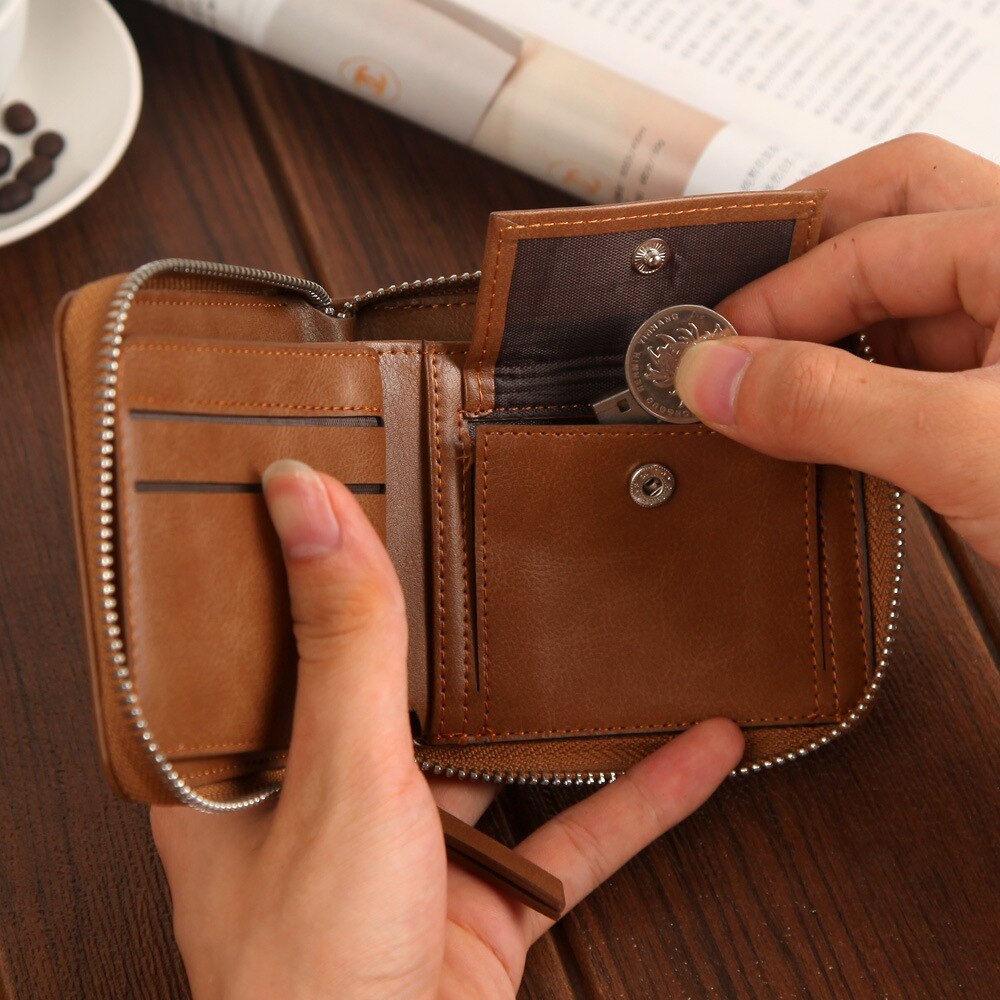 Stijl Heren Portemonnee Retro Mannen Kruis Rits Tas Portemonnee Jeugd Mannen Portemonnee Portemonnee Portemonnee