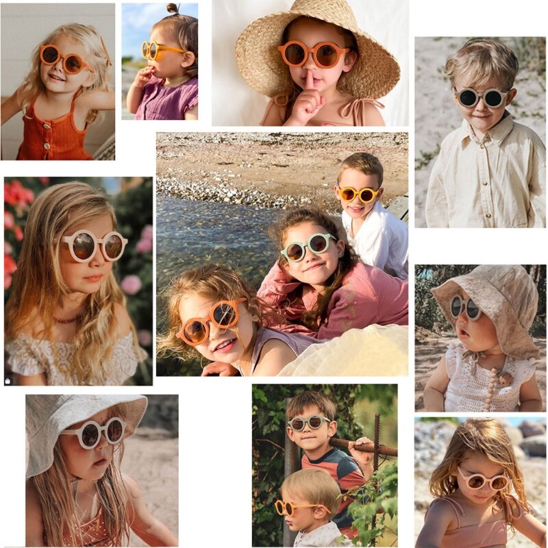 Sommer polariserte uv beskytte barnesolbriller retro runde låve polariserte solbriller  uv 400 beskyttelses låve solbriller