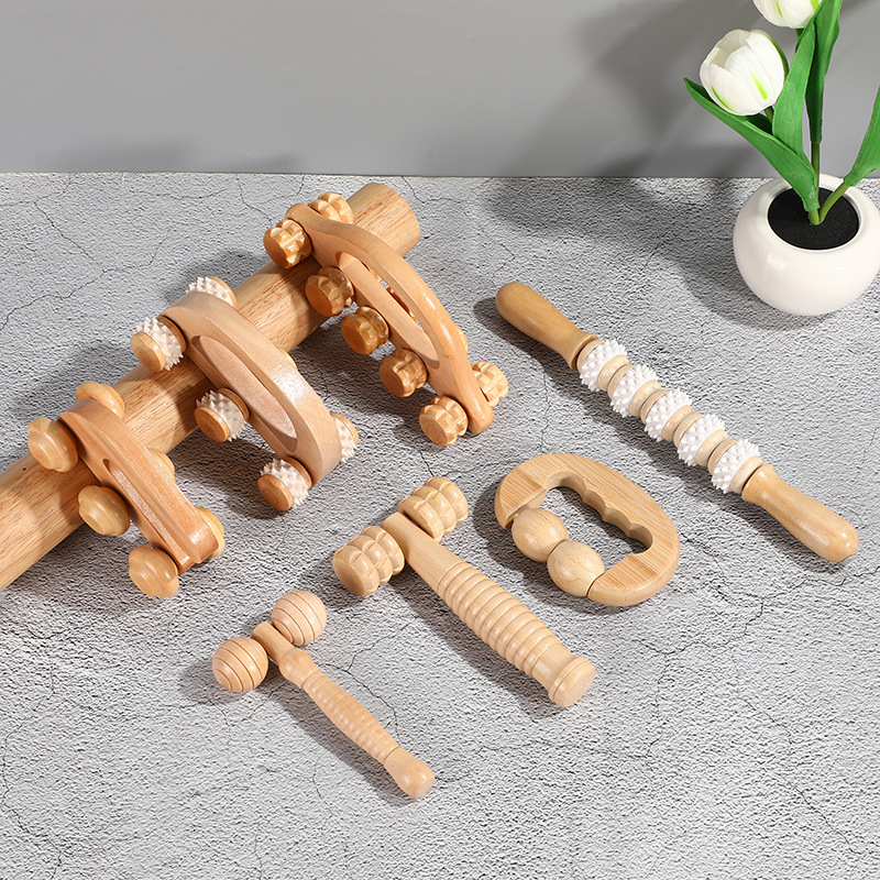 1-teiliges Massageroller-Werkzeug aus Holz, manuelles Massagegerät aus Holz, Rückenmassageroller aus Holz für Nacken, Bein, Rücken, tiefes Gewebe, Muskelmassagegerät