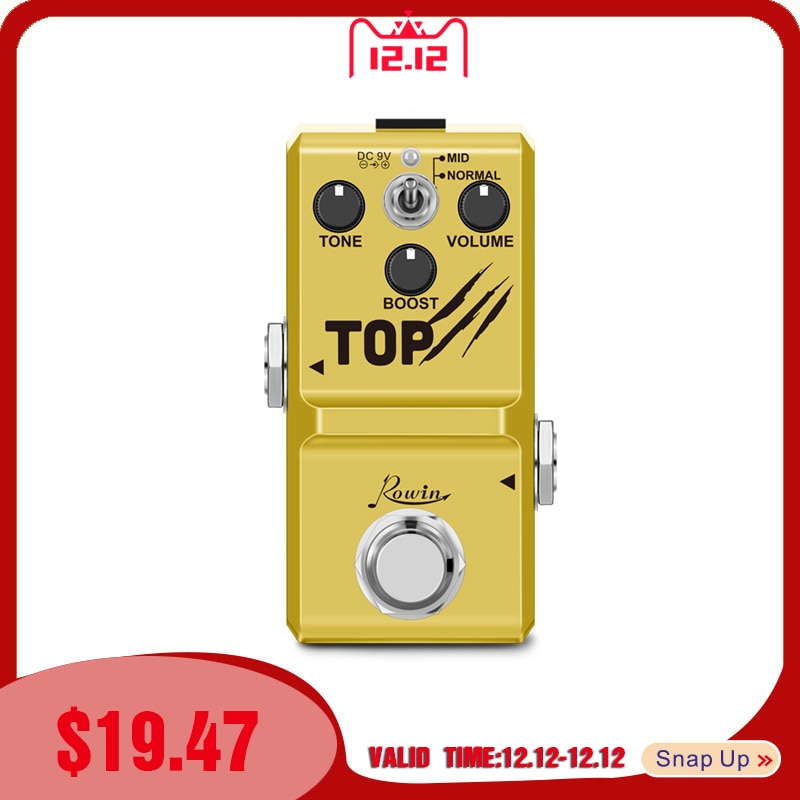 Rowin LN-318 guitarra Booster Pedal Mini analógico Vintage Boost Effect pedales para guitarra Mid Normal 2 modos