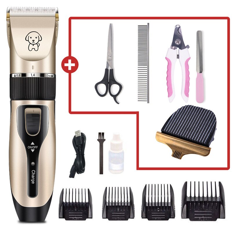 Hondentondeuse, geluidsarme hondentondeuse, hondentrimmer, kattentondeuse, trimmer voor huisdieren, usb-oplaadbaar: Gouden  l03