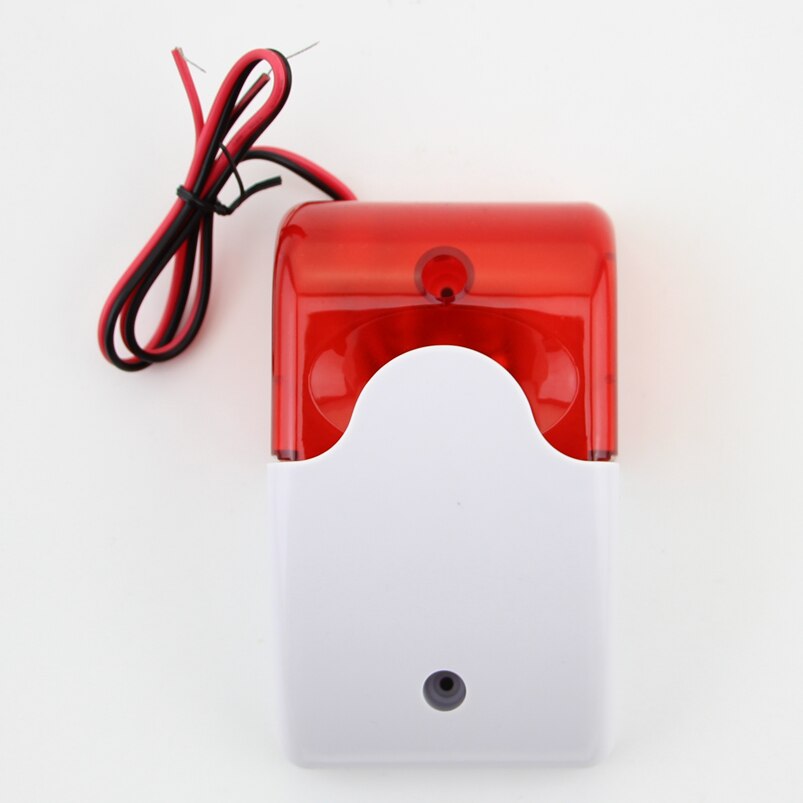 12V Mini Indoor Wired Siren with Red light Flash Sound Home Security Alarm Strobe System 110dB