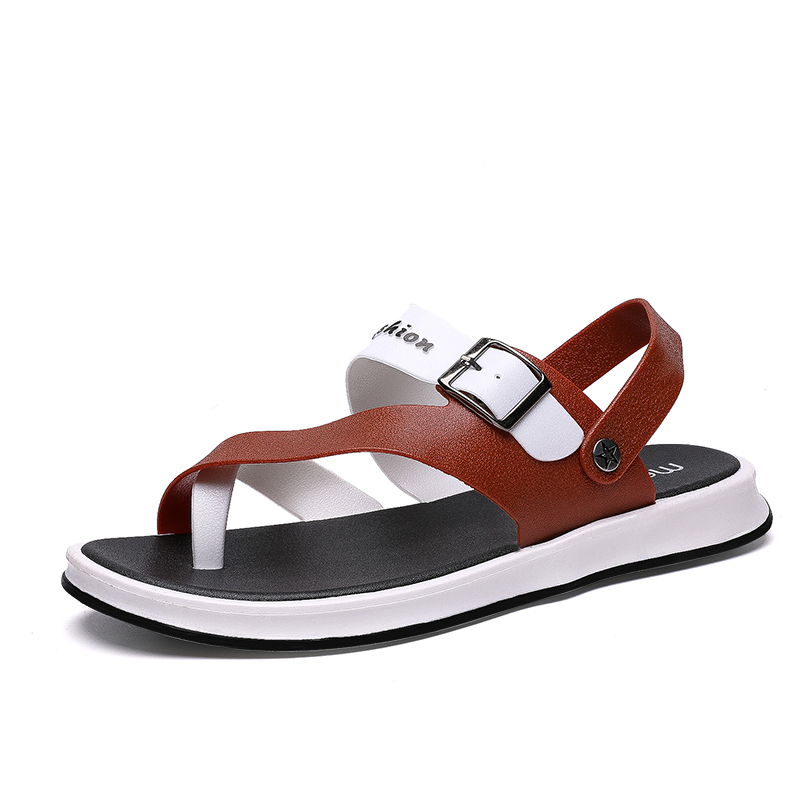 Herresko herre sandaler sommer læder fritidssko herre strandsandaler sandalier hombre: Brun / 9.5
