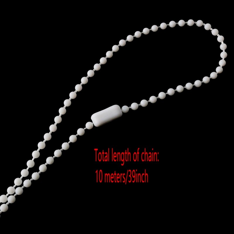 Witte plastic rolgordijn met kralenkettingkoord, 10m verticale romeinse rolgordijnen, reparatie met 20 kogelkettingconnectorclips