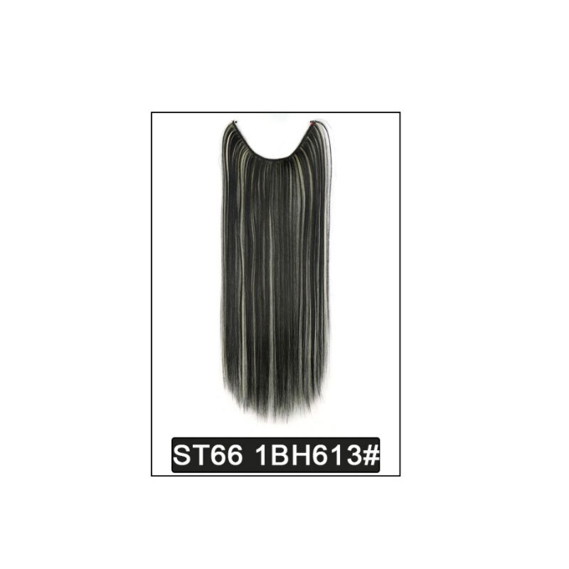 22 pouces femmes vague Extensions de cheveux Secret cheveux Extension bande synthétique naturel caché Secret Invisible fil cheveux pièce sans pince: B2
