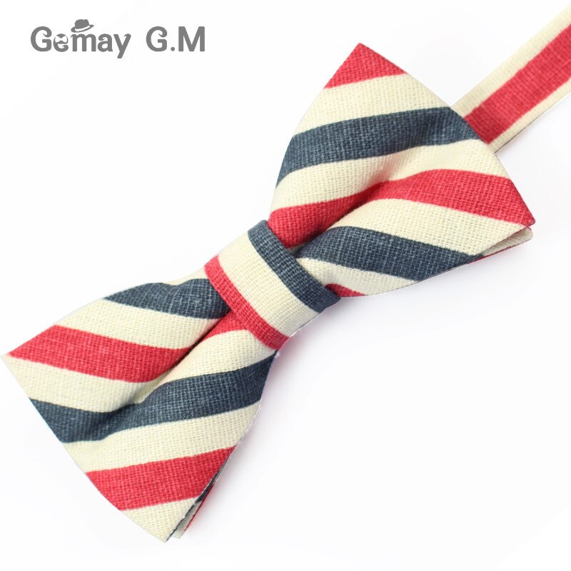 Men Striped Bowtie Casual Neckwear Adjustable Mens Bow Tie for wedding England Style Adult Linen Ties