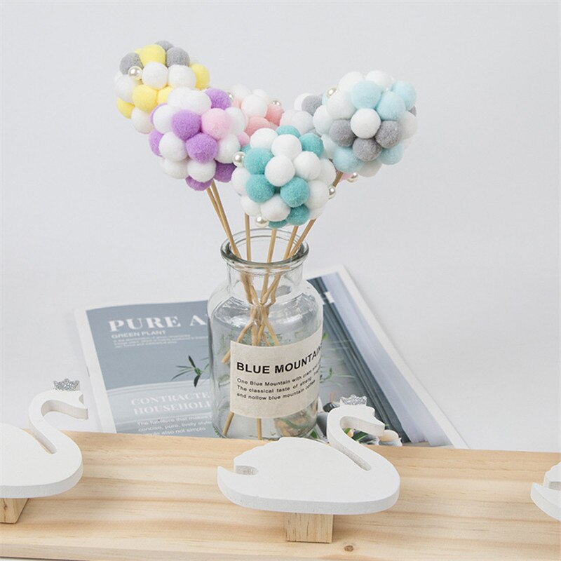1 pièces bricolage à la main Macaron pompon coloré boule de cheveux décor bannière bébé chambre décoration literie pare-chocs pour bébé enfants accessoires