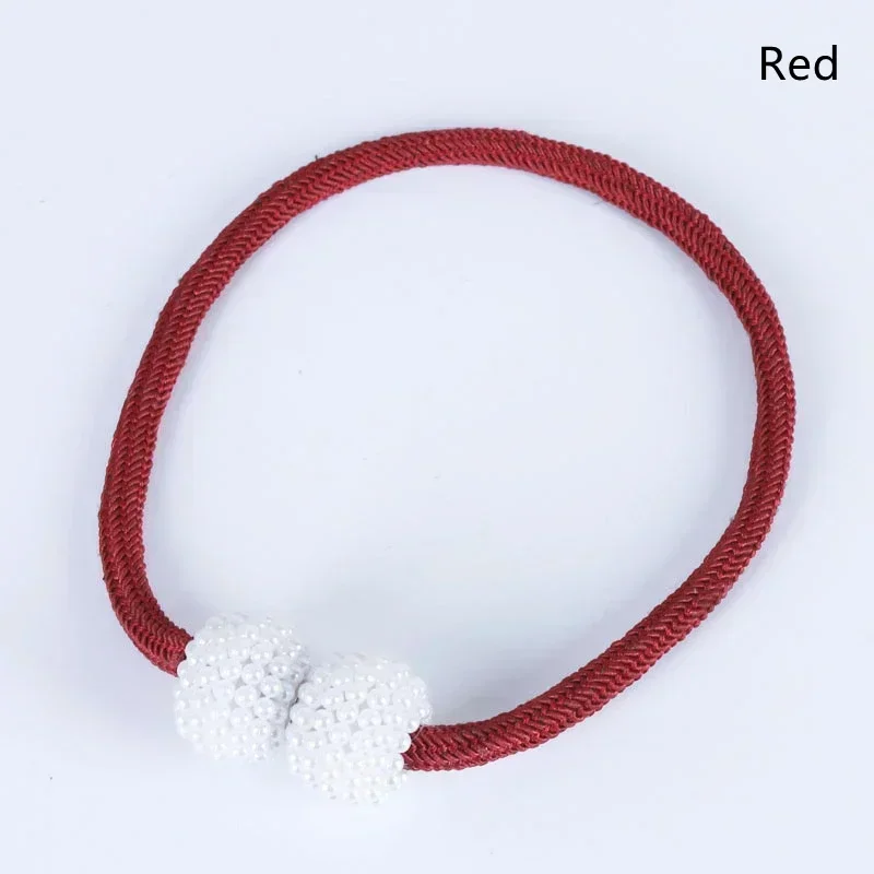 Porte-rideau magnétique perlé, supports de rideau, clips de structure arrière, boule de confrontation, accessoires de décoration, 2 pièces: Rouge / 30-35cm