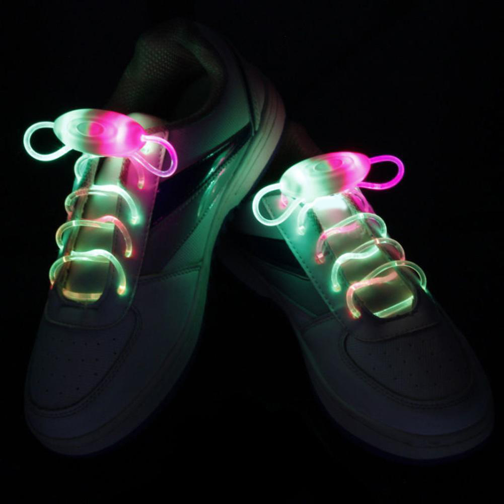 Tira de zapatos con luces LED para decoración de discoteca, tira luminosa con Flash redondo de colores, sin cordones, para perezosos