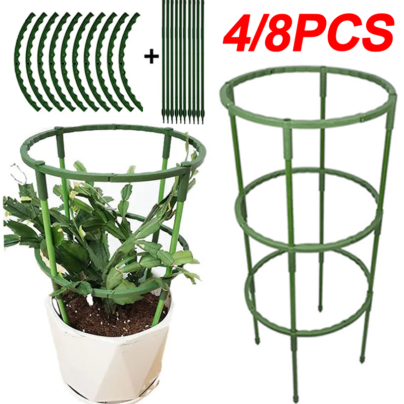 Suporte de planta de plástico pilha jardim semi-circular quadro suporte subir para flores crescente varanda flor gaiola titular jardim suprimentos