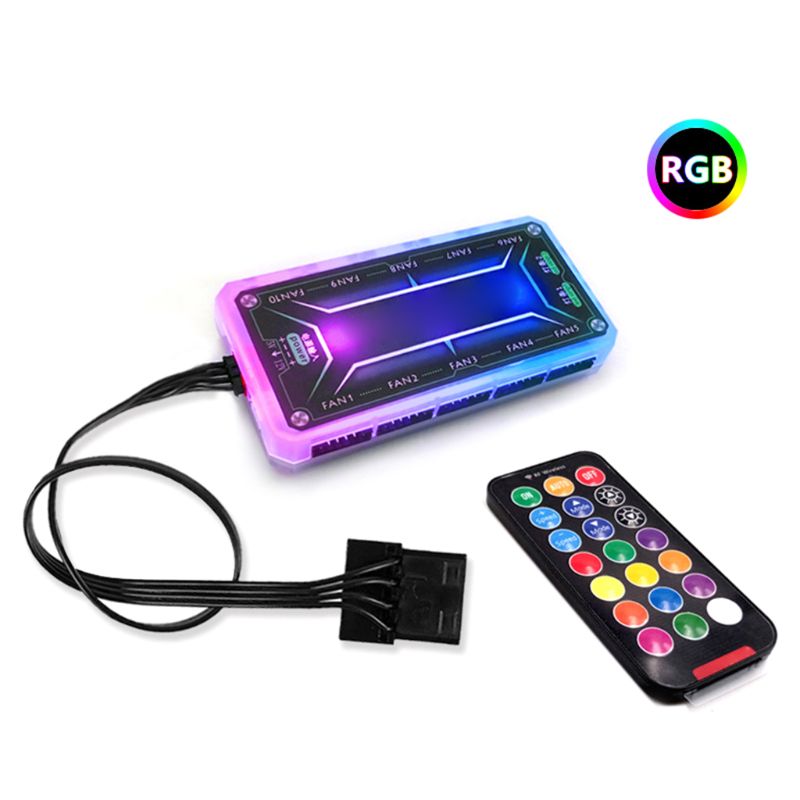 12cm Desktop PC Computer Case Cooling Fan LED Lights Color Changing RGB Chassis Fan Controller Remote Control: B