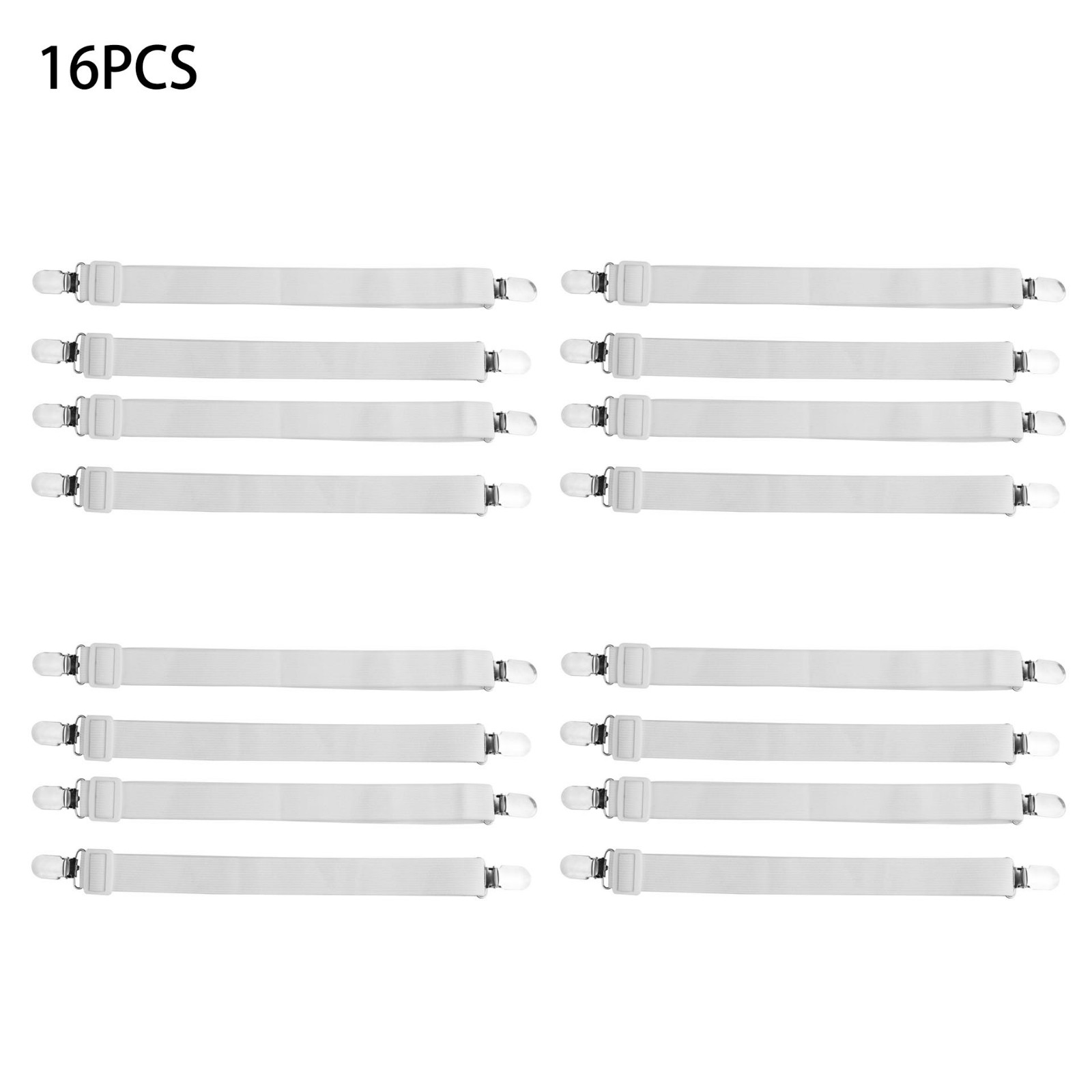 16 STUKS laken houder sluiting Matrashoes Hoek Houder Clip Bevestigingsmiddelen Bandjes Elastische Haak Sets Verstelbare Elastische d91025