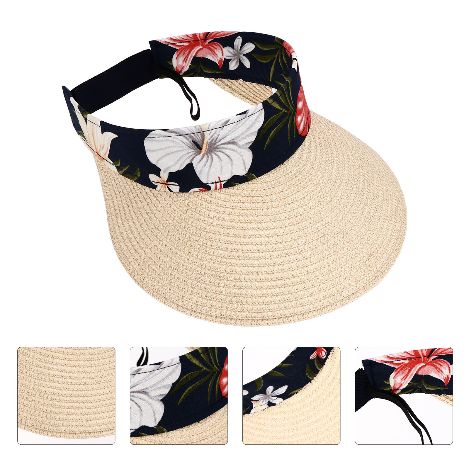 Braid Sun Visor Hat Outdoor Visor Cap Wide Brim Summer UV Protection Beach Cap