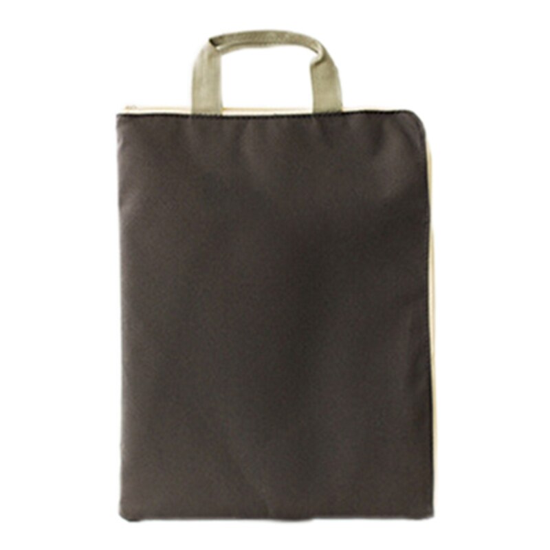 Handheld 2-layer A4 File Folder Zippered Pockets Document Organizer for School: Dark Grey