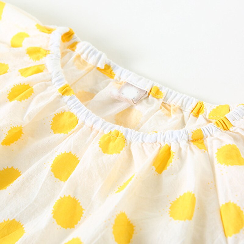 Yellow polka dot short sleeve shirt kids blouse summer Cotton casual tops children clothes 0-3Yrs