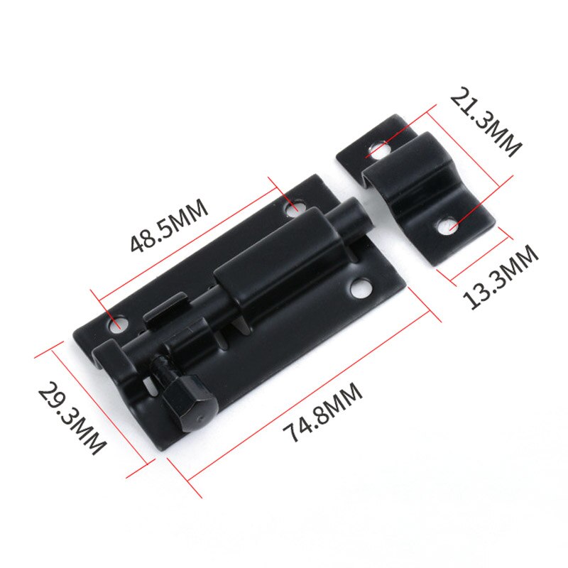 Verrou de porte en acier inoxydable, solide, coulissant, à loquet, agrafes, de 1.5/2/3/4 pouces, wzpi: Matte Black 3 Inches