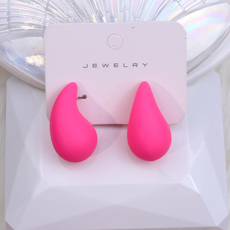 Pendientes colgantes de gota de agua con cúpula gruesa multicolor para mujer y niña, aretes grandes de acrílico con forma de lágrima, joyería ligera para las orejas Dupes: Marrón rojizo