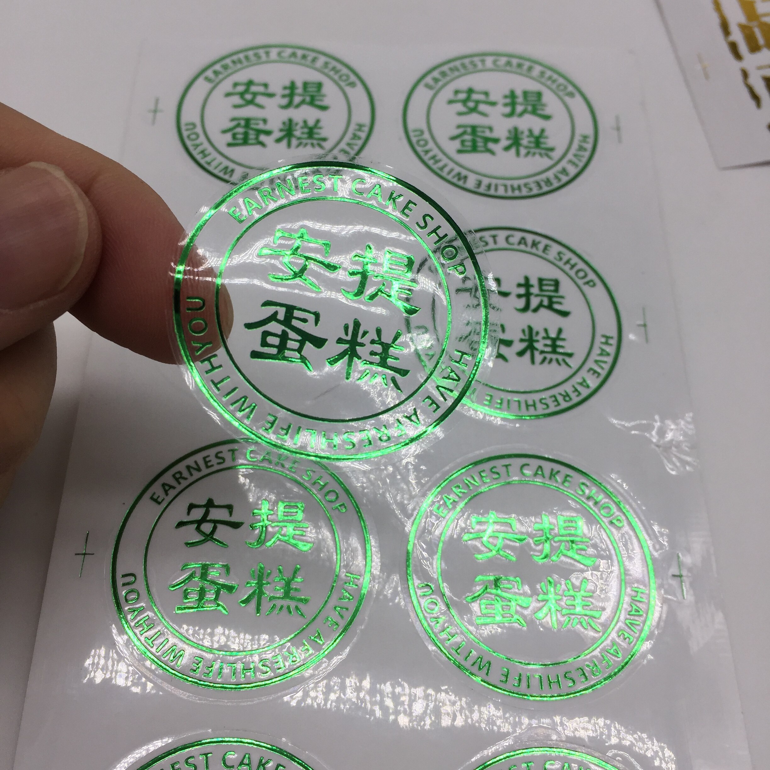 Custom Made Pvc Sticker/Zelfklevende Sticker/Gold Sticker/Goud Stempelen Sticker/Helder Transparant Sticker