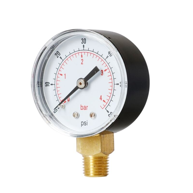 Trykkmåler 52mm 1/4 "bspt vertikal 15,30,60,100,150,300 psi & bar bunnfeste