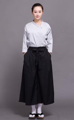 Unisex Japanese Style Medium Sleeve Cook Uniform Restaurant Chef Uniform Waiter Work Wear Cook Clothes F98745: women top and pants / XL