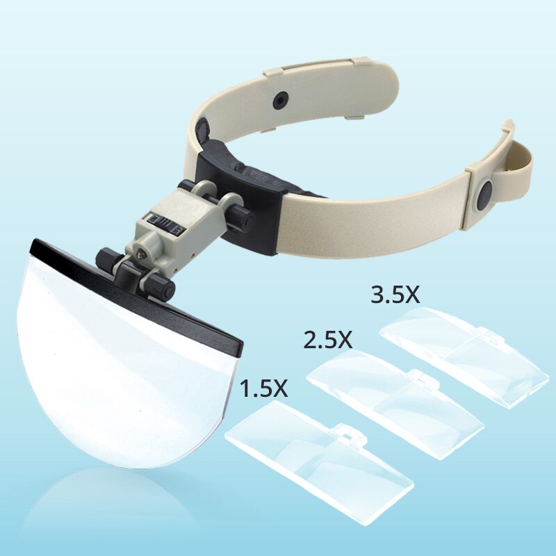 2X 3.8X 4.5X 5.5X casco lupa LED iluminada reloj Reparación de joyas lectura diadema lupa con 4 lentes
