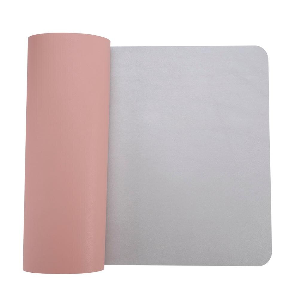 Protector de almohadilla de escritorio impermeable BUBM, organizador de Blotters para teclado y Escritorio de cuero PU con superficie de escritura cómoda: M-Pink-Silver