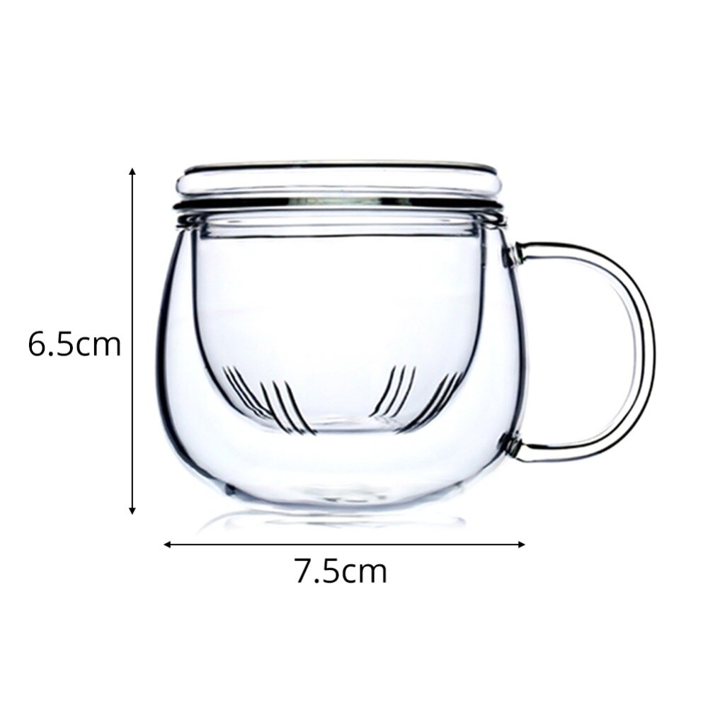 Handblåst värmebeständigt tekopp med glas med lock och infusionsglas 300ml borosilikatglas tekopp innovativ teflaska med filter