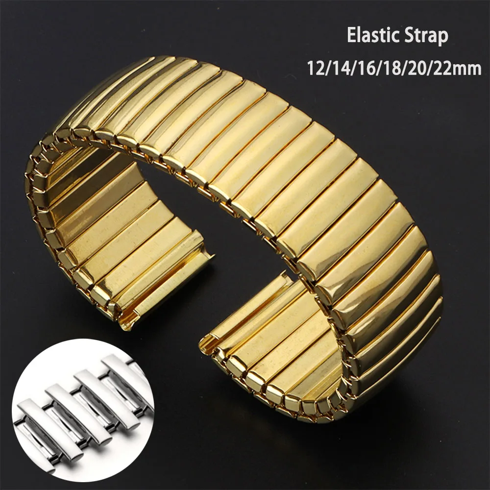 Edelstahl elastisches Armbinde 12mm 14mm 16mm 18mm 20mm 22mm Metall strecken Expansionsband Männer Frauen Ersatzarmband