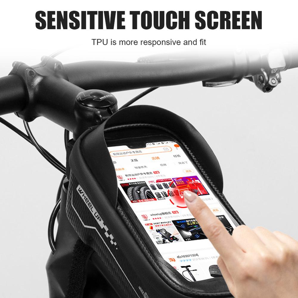 Hjul op cykelstel hårdt skal tasker reflekterende mtb cykeltaske touchscreen cykling vandtæt rør sag mobiltelefon opbevaringstaske