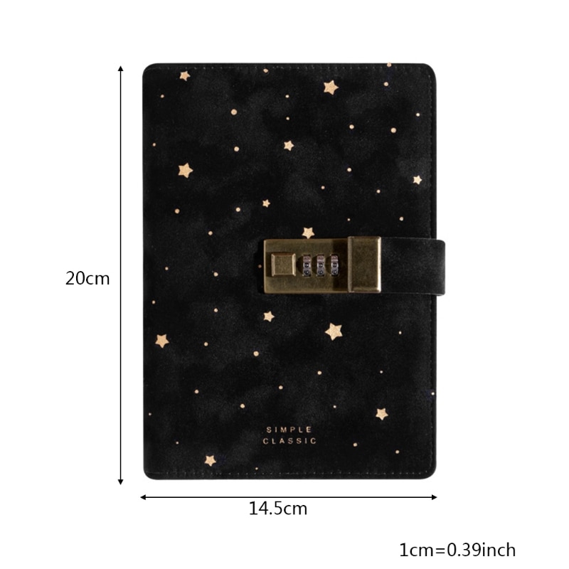 B6 Suede Travel Notebook with Combination Lock Password Star Agenda Diary Journal Notepad Business Stationery