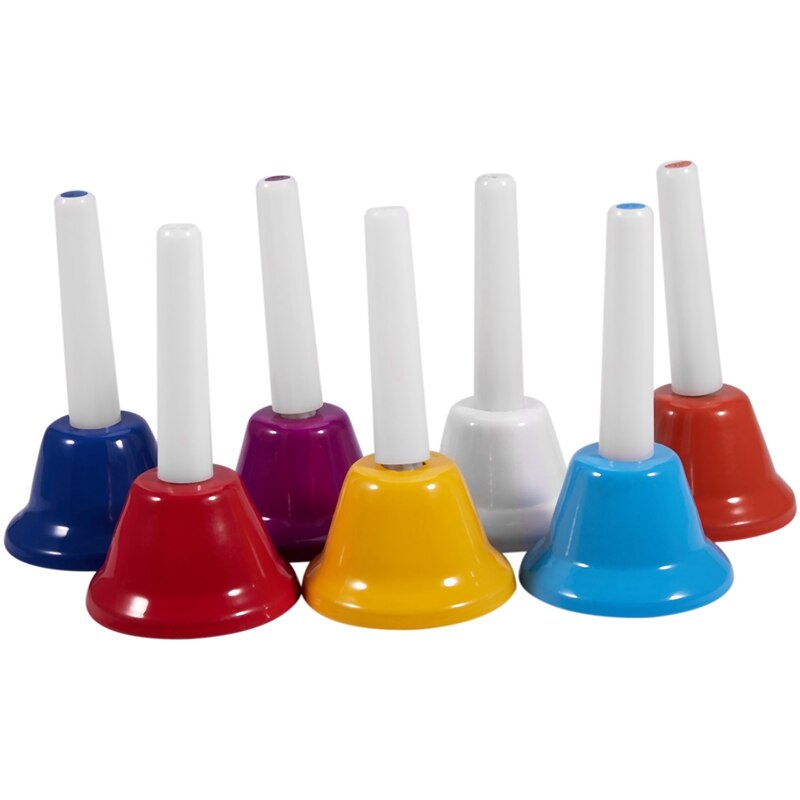 Campana de mano de 8 notas para niños, Juguete Musical de Metal colorido, instrumento de percusión: Default Title