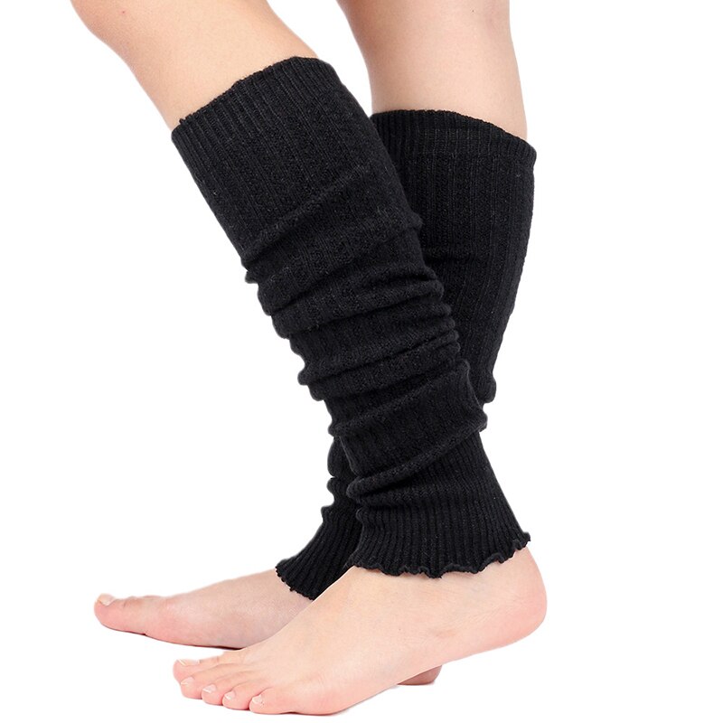 Women's Leg Warmer Soft Knitted Foot Cover Candy Color All-match Warming Boot Stockings 1 Pair Winter Loose Over Knee Socks: black