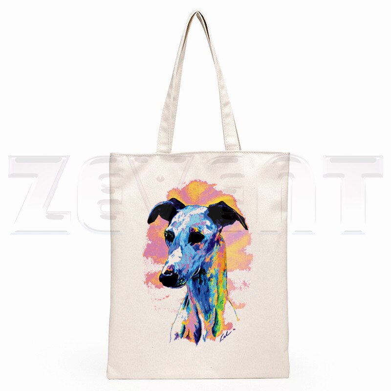 Greyhound Hund Leinwand Tasche Frauen Mädchen Einfache Große Kapazität Lagerung Handtasche Schulter Tasche Tote Reusable Student Bookbag