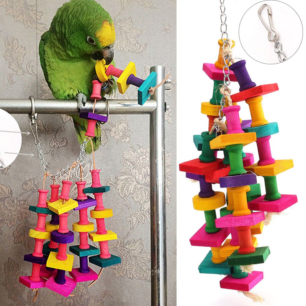 Sjovt mini ferrule legetøj til papegøje intelligens udviklingsspil farverige ringe fugl aktivitet træning legetøj: B