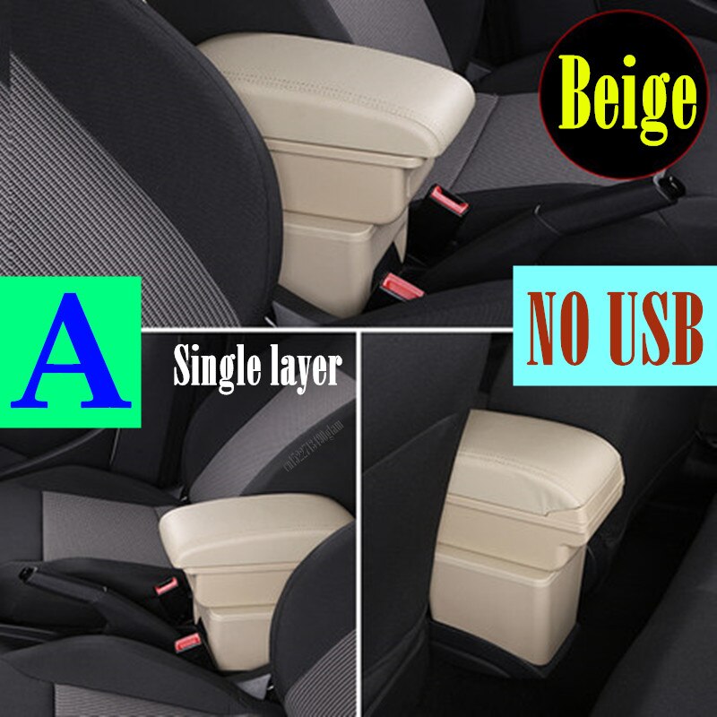 Voor Mini Cooper Armsteun Doos Countryman R60 R53 R56 R57 R58 Auto Armsteun Box Nterior Retrofit Onderdelen Centrum Opbergdoos usb: A style Beige