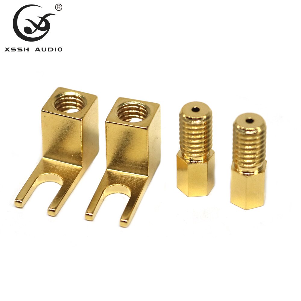 Banana Connector Right-angled 90 Degree Spade XSSH 4~16pcs HIFI Audio Home Theater 5mm Speaker Wire U Y Jack Plug Fork Terminal