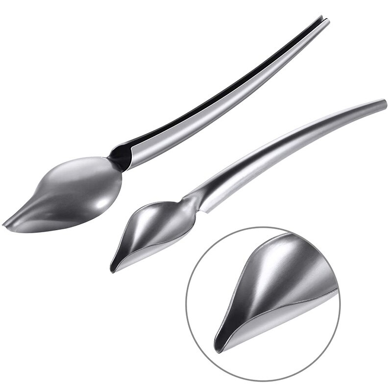 5-Piece Stainless Steel Cooking Tweezers Precision Tongs with Serrated Tips, Culinary Drawing Spoons for Plates Decorating