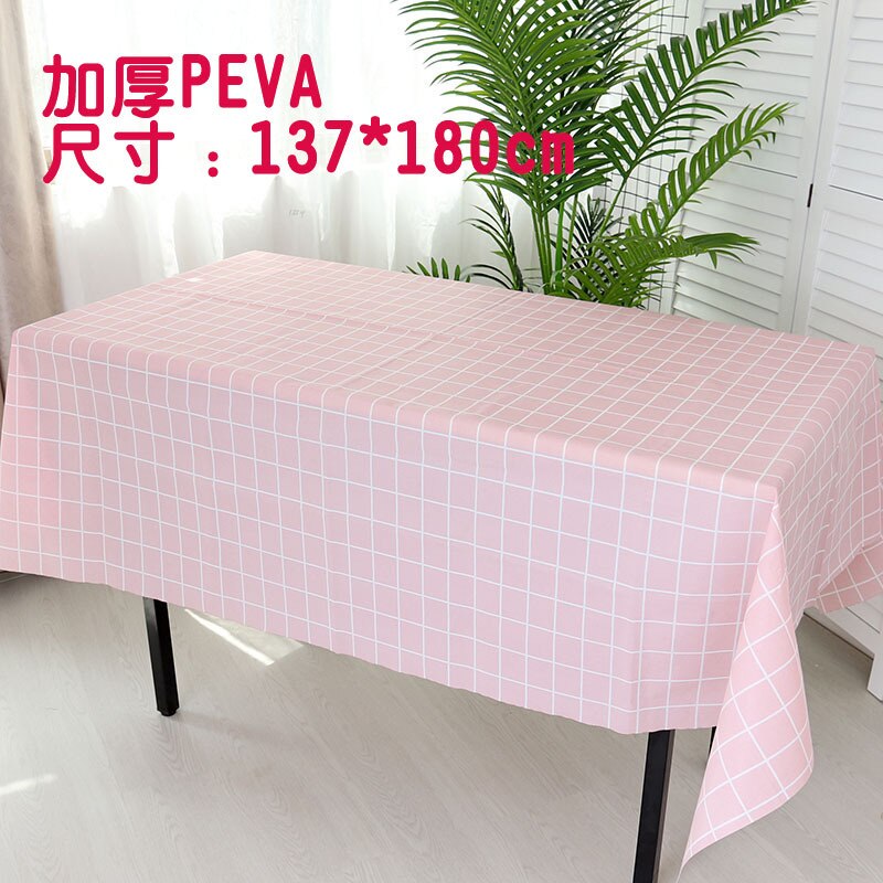 2PCs Nordic Disposable Tablecloth Rectangular PVC Plastic Desk Pad Party Oil-Proof Tablecloth: Nordic pink