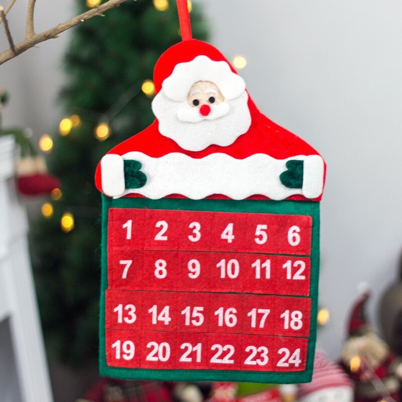 Kerst 24 Dag Rode En Witte Kerstman Opknoping Advent Kalender Non-woven Xmas Countdown Decoraties