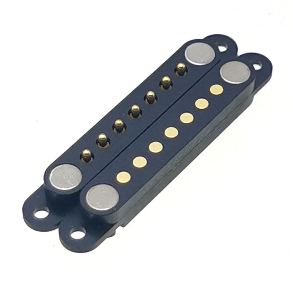 1pcs 7Pin 8Pin Magnetic Pogo Pin Connector 7P 8P 2.54MM Pitch Male Female Spring Loaded DC Power Socket Charging Terminal: Dark Grey