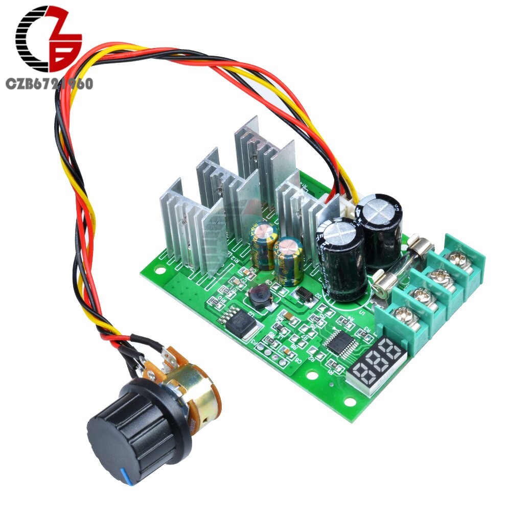 30A LED DC Motor Speed Controller 6-60V Smooth Soft Start Brushless Motor Speed Control Power Regulator