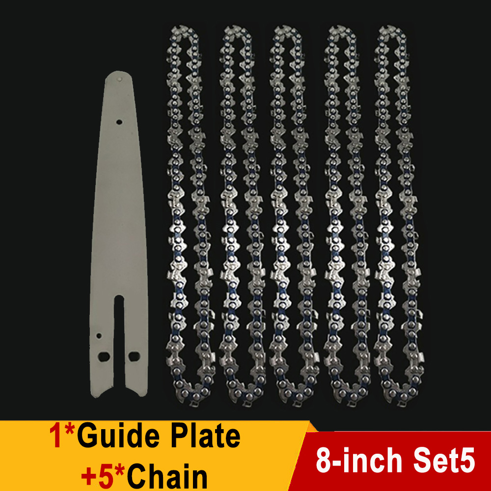 8 Inch Chainsaw Chain for Wood Cutting Cordless Chain Saw Bar Mini Electric Rechargeable Saw Blade Logging Saw Chain Accessories: Red/Black