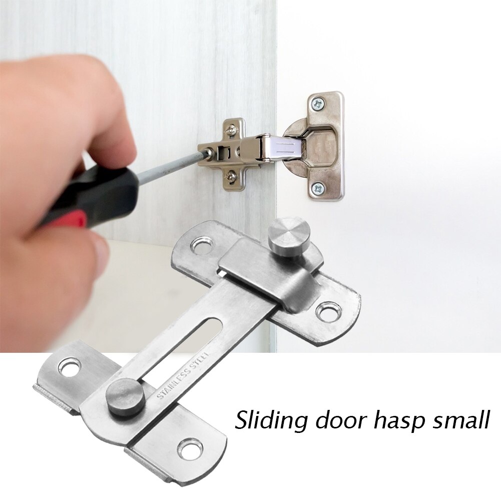 90 Degree Hasp Latches Stainless Steel Sliding Door Chain Locks Security Tools Hardware for Window Cabinet Hotel Home