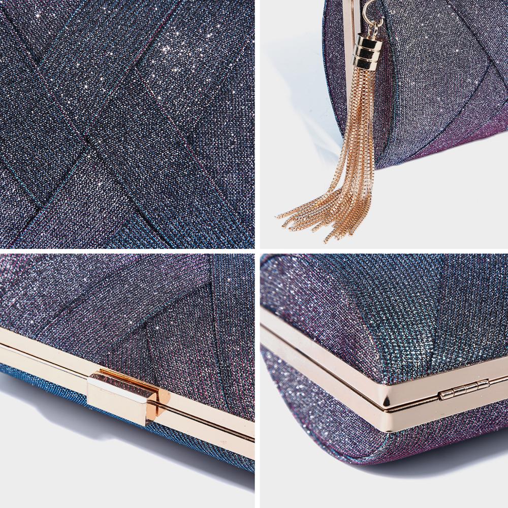 Dames sac à main femmes pochette de mariage Sequin violet sac à main pour mariée luxe gland sac à bandoulière ZD1495