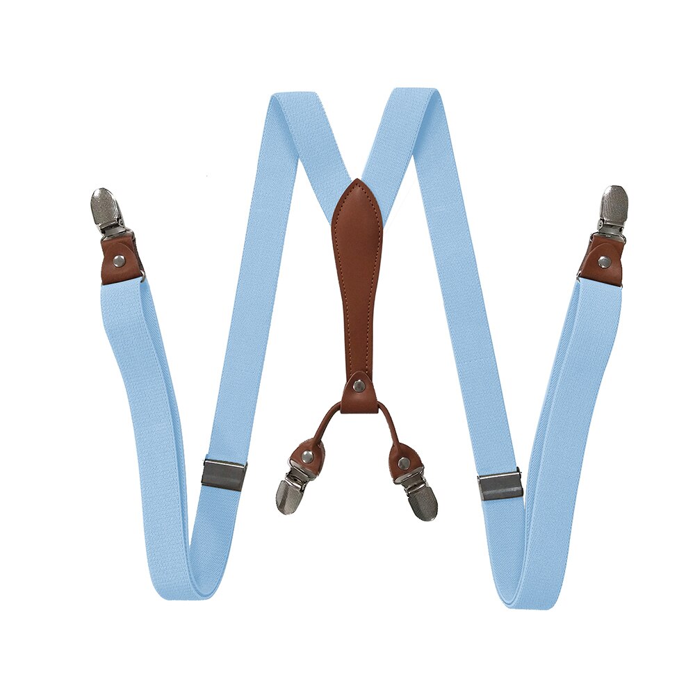 Vrouwen Bretels 4 Clips Y Terug 2.5Cm Breed Verstelbare Elastische Jean Broek Brace Strap Dames Bretels Voor Bruiloft party Event: LIGHT BLUE