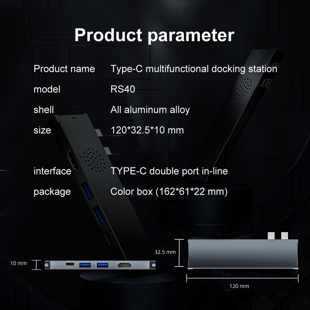 Usb 3.1 Type-C Hub Naar Hdmi Adapter 4K Thunderbolt 60W Docking Station Tf Sd Reader Slot pd Voor Macbook