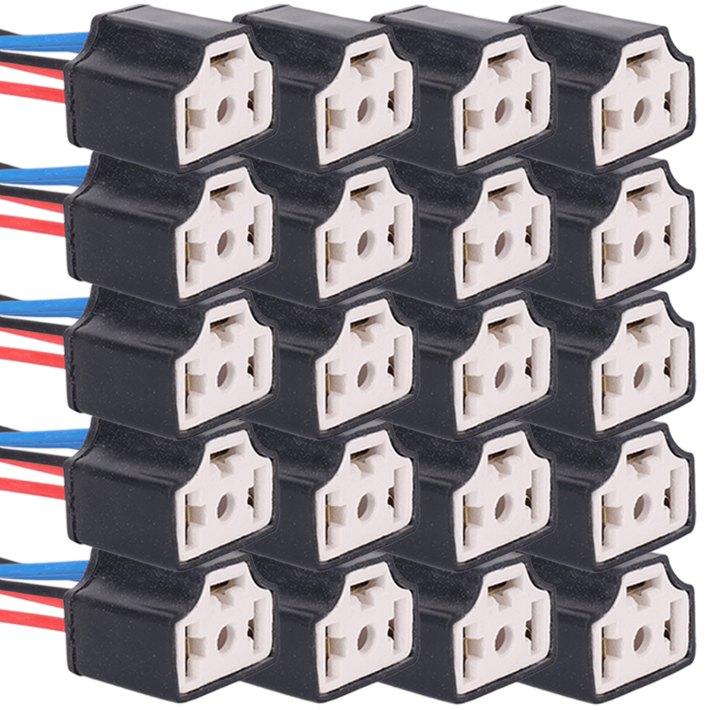 Enchufe de cerámica LED H4, repuesto de faro de coche, reparación de soporte de bombilla, enchufe de conector, enchufe de cable de bombilla H4 automático, 20/2 Uds.