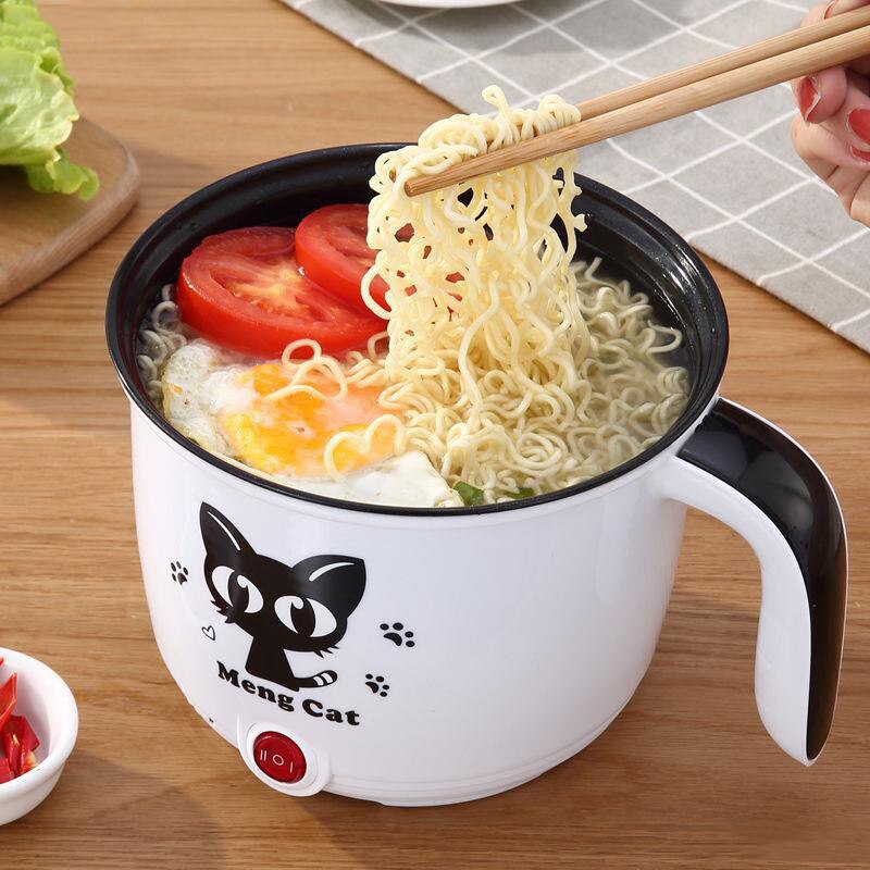 Petite poêle à frire électrique antiadhésive, petit appareil de cuisson pour dortoir d'étudiants: WHITE / 1.8L Double Layer / UK